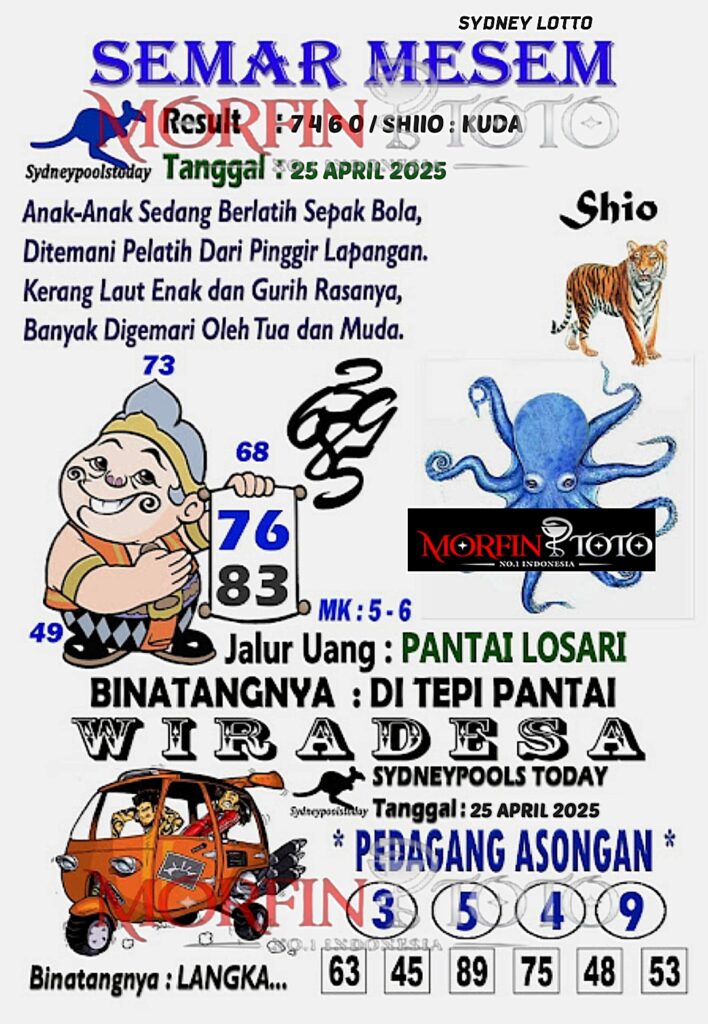 SYAIR TOGEL SEMAR MESEM SYDNEY LOTTO 27 APRIL 2025