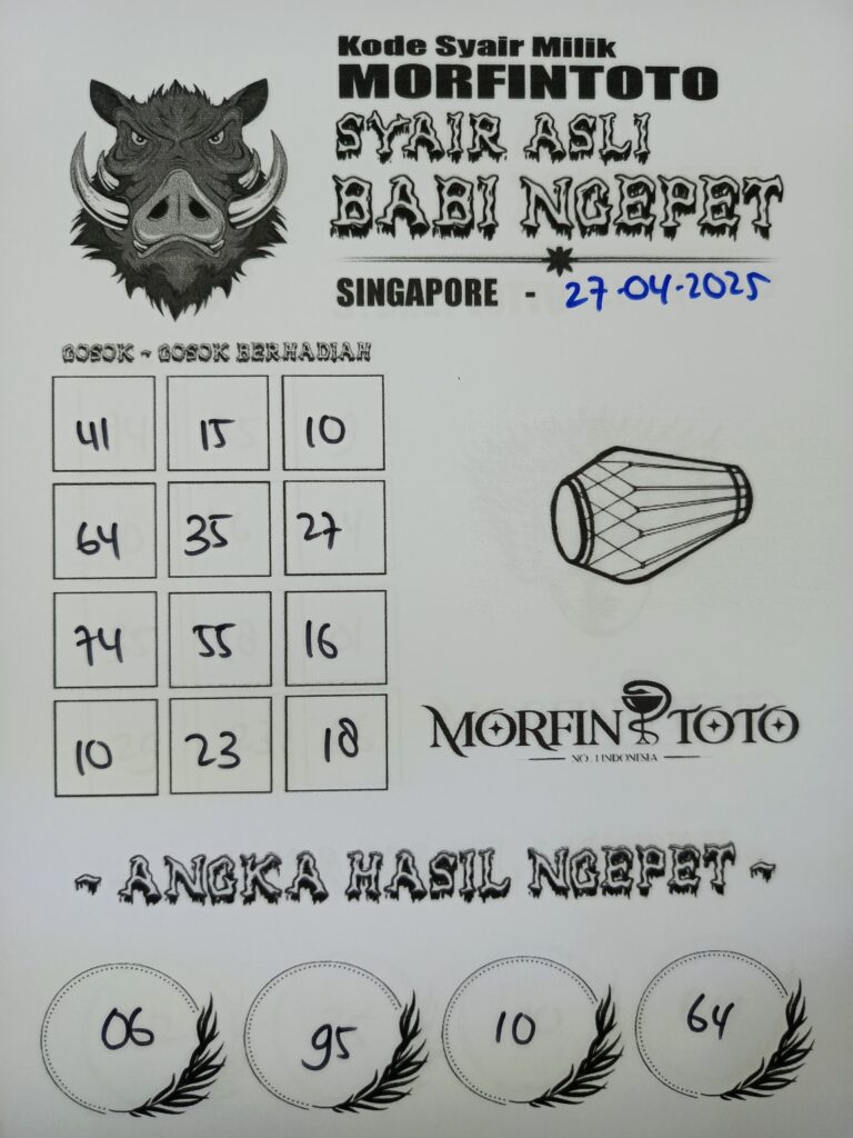 SYAIR TOGEL BABI NGEPET SINGAPORE 27 APRIL 2025