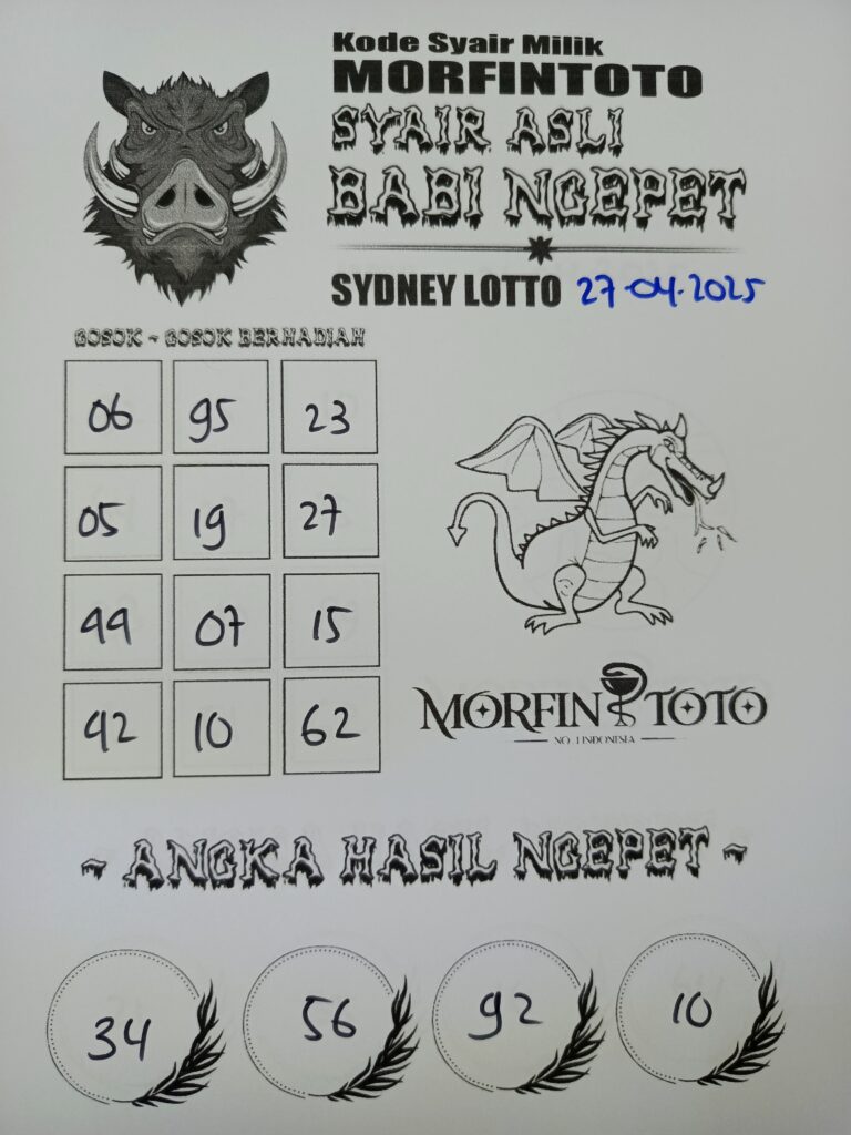 SYAIR TOGEL BABI NGEPET SYDNEY LOTTO 27 APRIL 2025