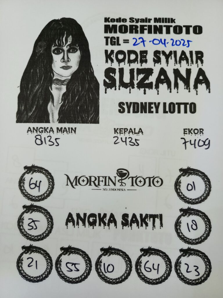 SYAIR TOGEL SUZANA SYDNEY LOTTO 27 APRIL 2025